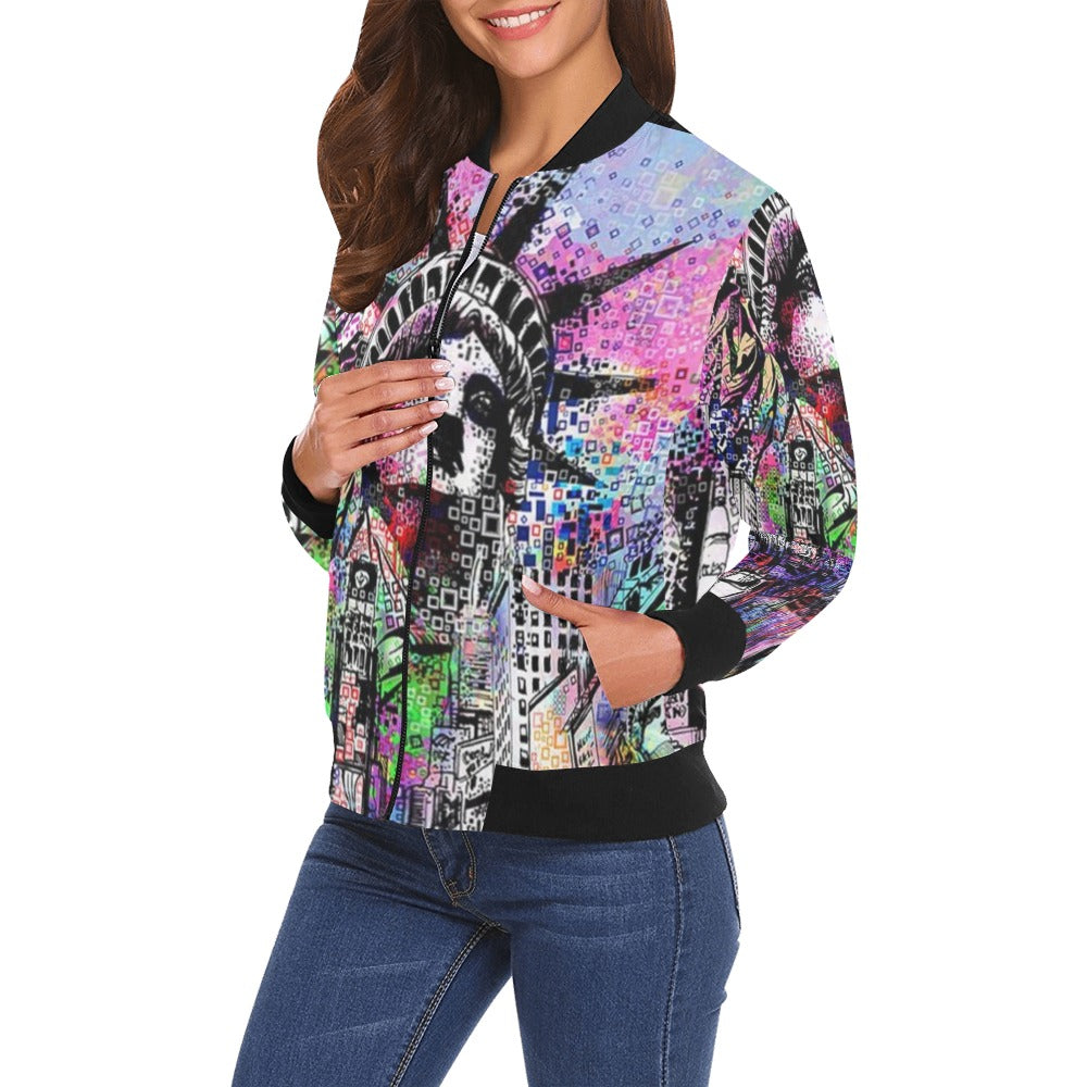 All Over Print Bomber Jacket for Women ( H19)