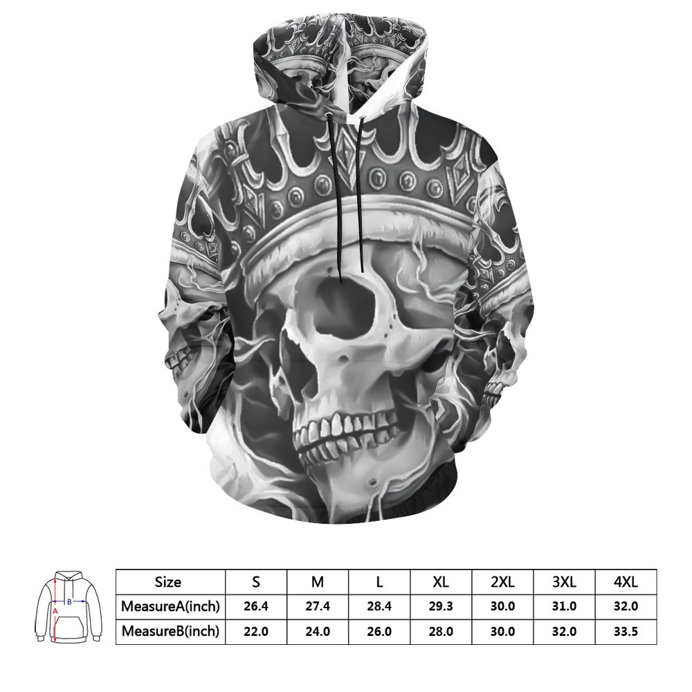 Men's All Over Print Skull King Hoodie