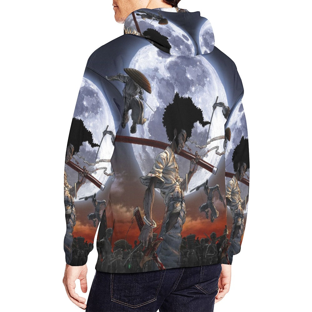 Unisex All Over Graphic Print Afro Samari Hoodie