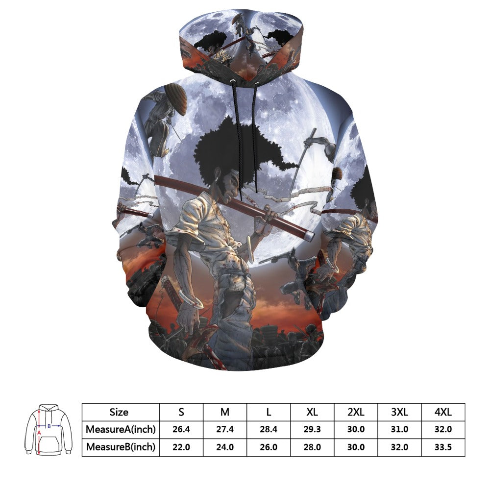 Unisex All Over Graphic Print Afro Samari Hoodie