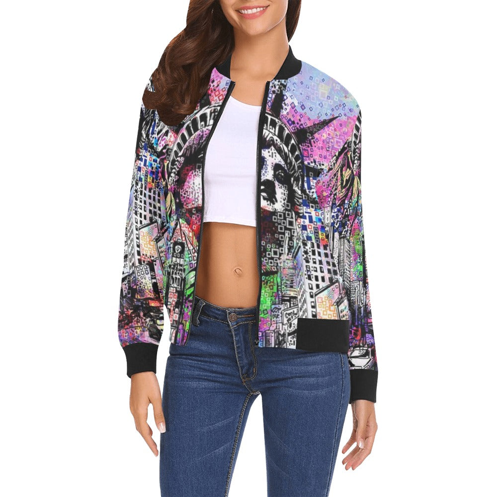 All Over Print Bomber Jacket for Women ( H19)