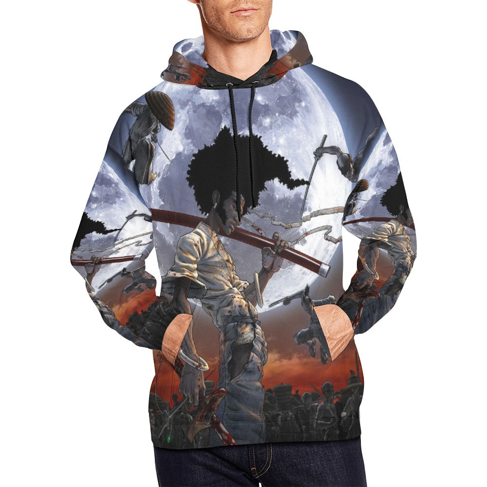 Unisex All Over Graphic Print Afro Samari Hoodie