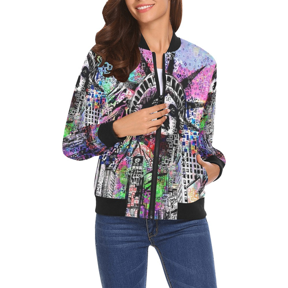 All Over Print Bomber Jacket for Women ( H19)