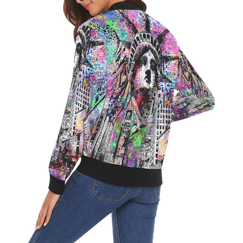 All Over Print Bomber Jacket for Women ( H19)