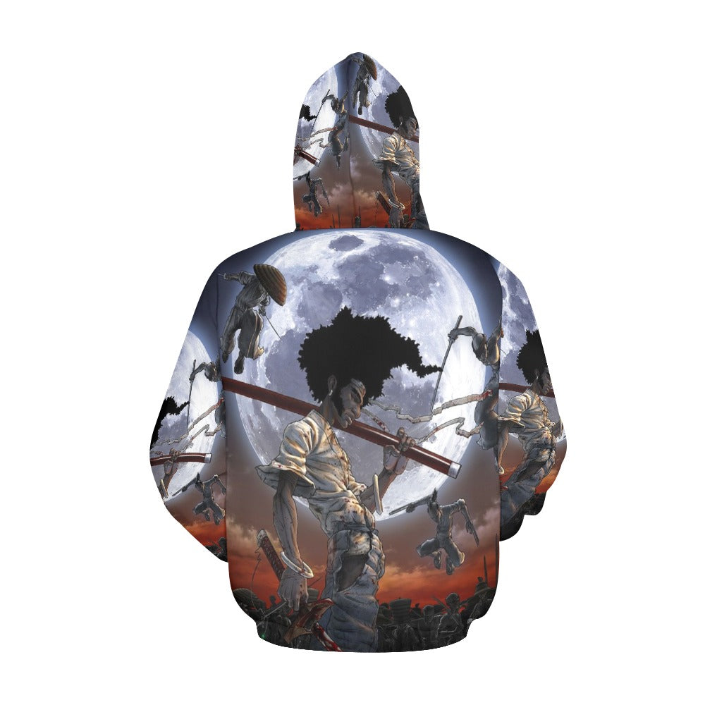 Unisex All Over Graphic Print Afro Samari Hoodie